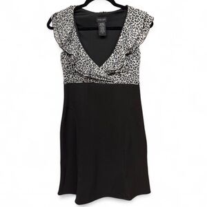 Alyn Paige Black and White Leopard Print Mini Dress